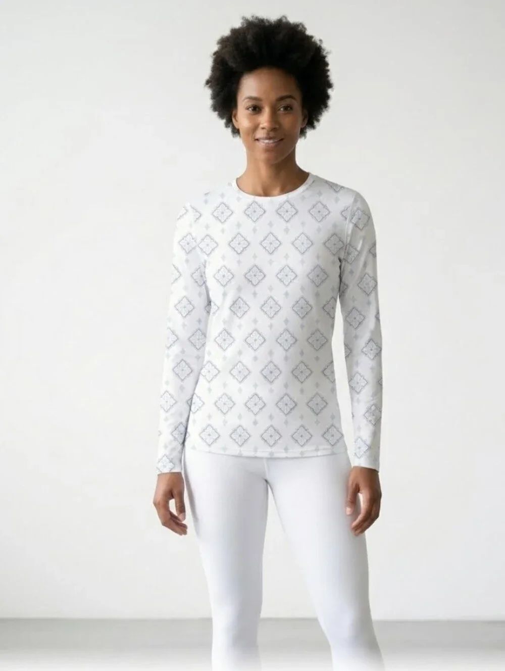 NWT Hang Ten Geometric Diamond Long Sleeve Sun Protection Pockets Women Shirt L